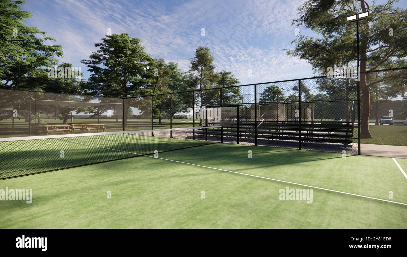 Padel-Plätze, Tennisplatz bei Tageslicht Stockfoto