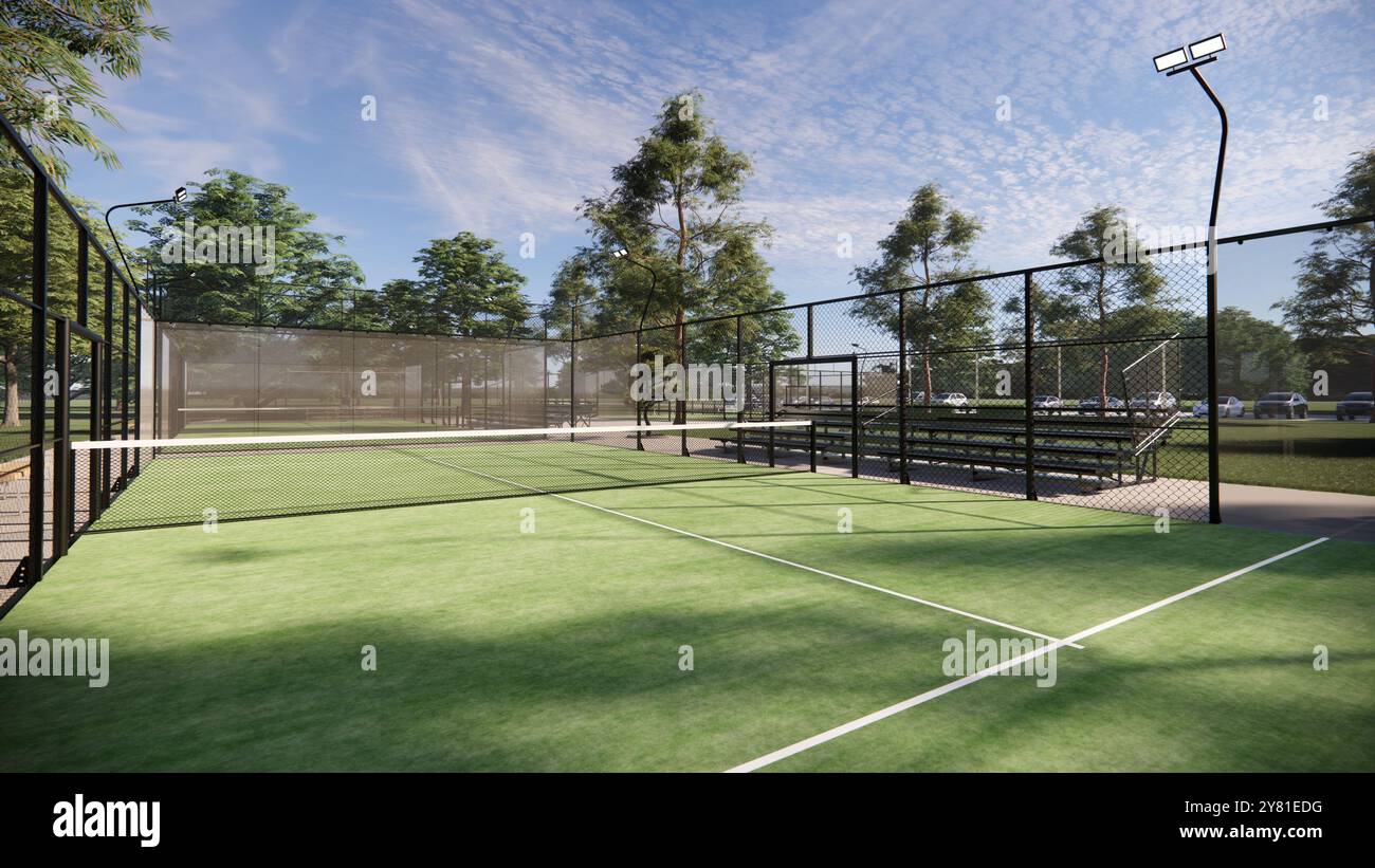 Padel-Plätze, Tennisplatz bei Tageslicht Stockfoto