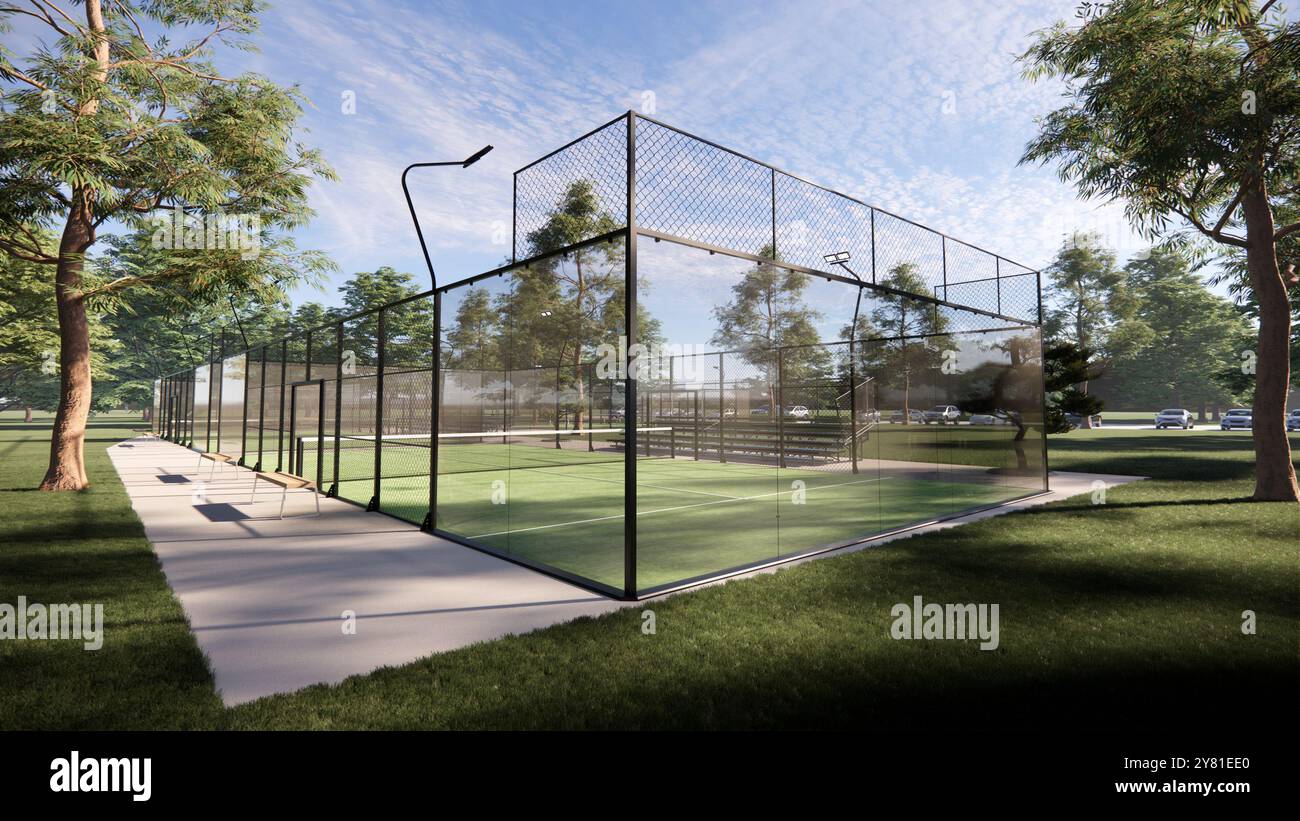 Padel-Plätze, Tennisplatz bei Tageslicht Stockfoto