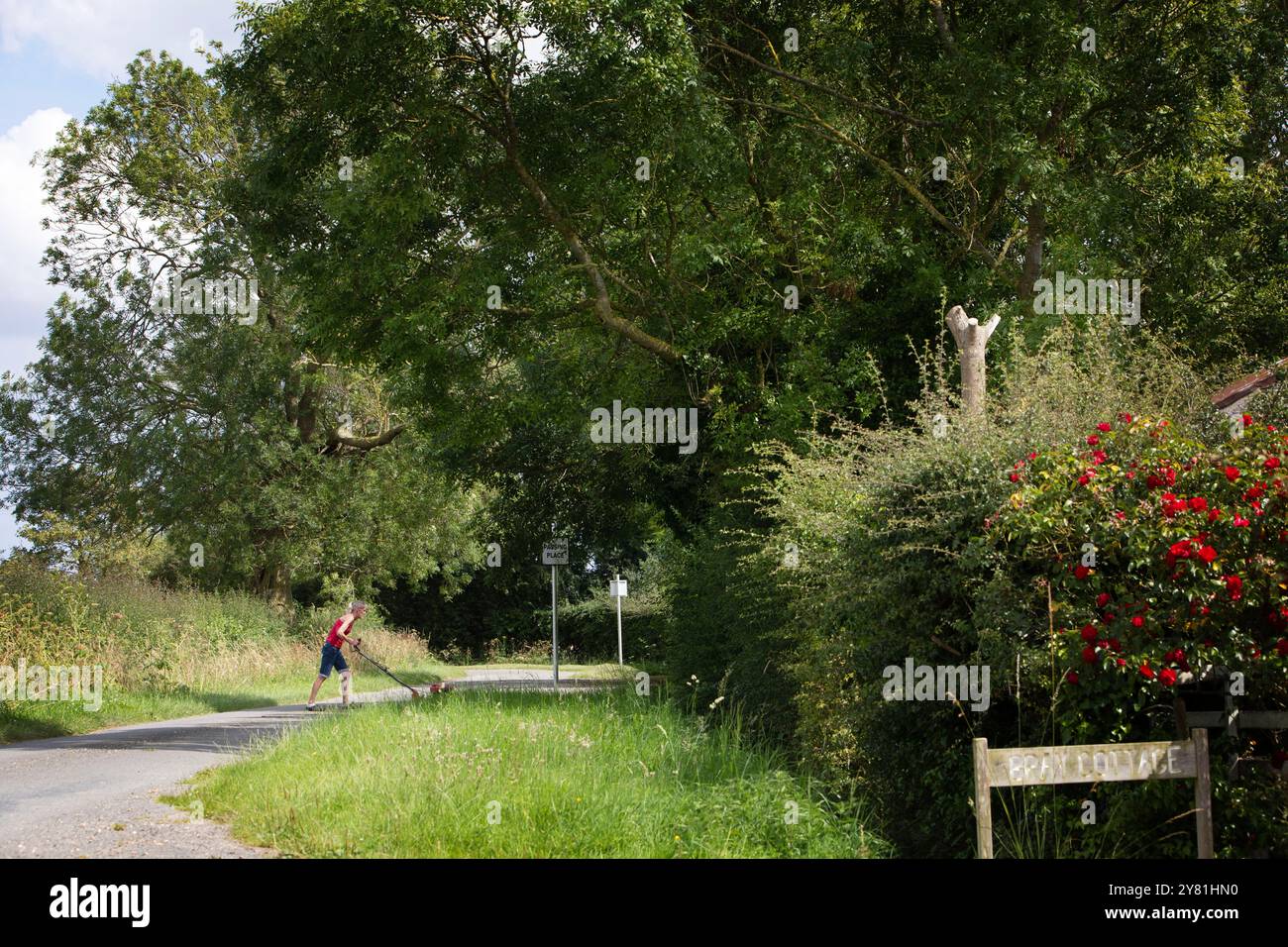 Donna Callaghan lebt neben der geplanten neuen National Grid Sub Station in Asserby. Der geplante Standort einer New National Grid Substation in Asserby nahe der Historic Town of Alford, Lincolnshire. Das Umspannwerk wird Teil eines neuen Netzes aus oberer und unterirdischer Stromleitung sein, das Strom vom Offshore-Windpark auf die Ostküste Englands hinauf und hinunter transportiert. Stockfoto