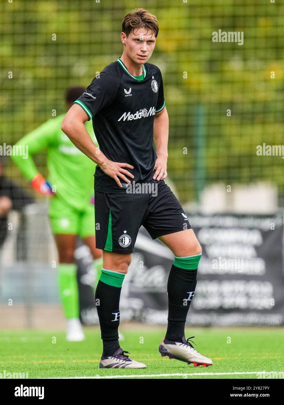 Girona, Spanien. Oktober 2024. Girona - Thijs Kraaijeveld von Feyenoord O19 während der zweiten Runde des neuen Formats der UEFA Champions League 2024/2025. Das Spiel findet am 2. Oktober 2024 in Girona statt. Credit: Box to Box Pictures/Alamy Live News Stockfoto