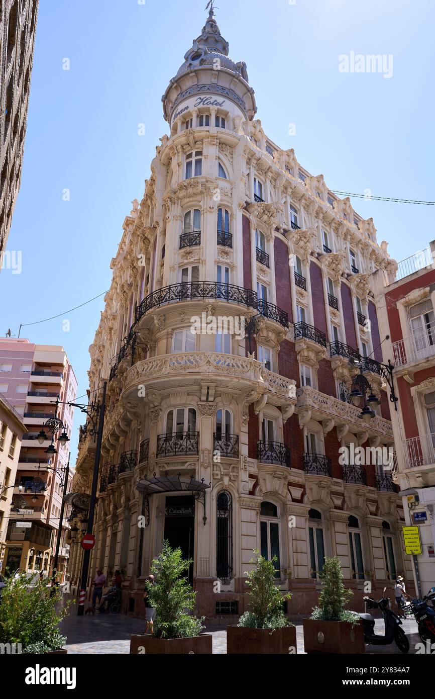 Fassade des Grand Hotels in Cartagena in Murcia, Spanien. Stockfoto