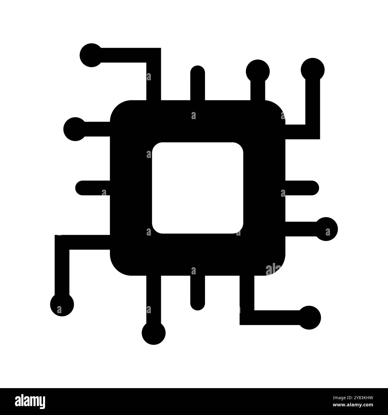 Abbildung der Platine für die Online-Verschlüsselung einer sicheren Netzwerkverbindung. Leiterplattensymbol. Vektorsymbol. Elektronik-Mikrochip-Technologie. Stock Vektor