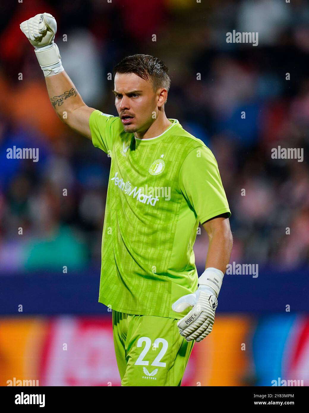 Girona, Spanien. Oktober 2024. Timon Wellenreuther aus Feyenoord spielte am 2. Oktober 2024 im Montilivi-Stadion in Girona Spanien während des UEFA Champions League-Spiels, DATE 2, zweites Leg, zwischen Girona FC und Feyenoord. (Foto: Sergio Ruiz/Imago) Credit: PRESSINPHOTO SPORTS AGENCY/Alamy Live News Stockfoto