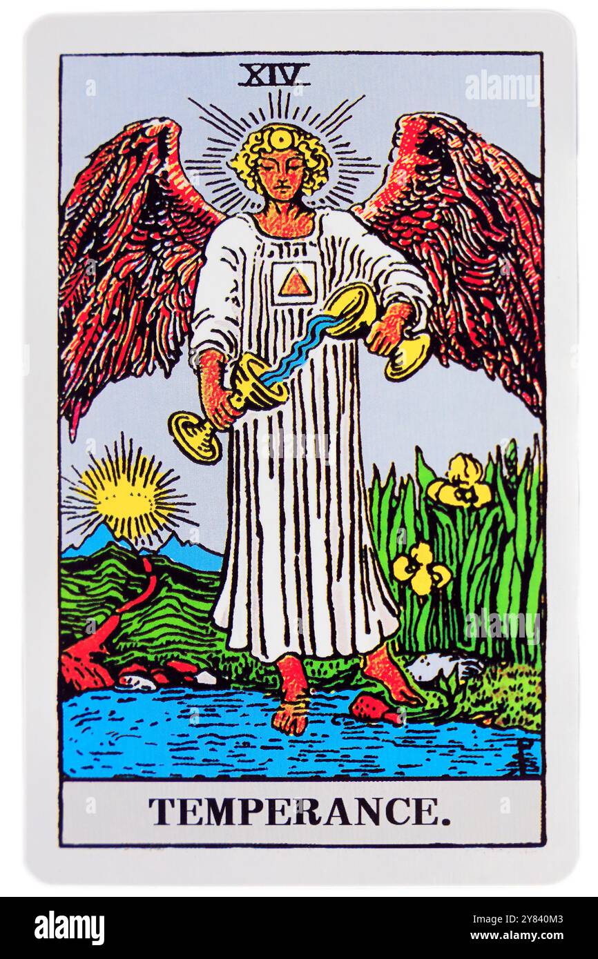 Temperance - Tarot Card Studio eingerichtet. Stockfoto