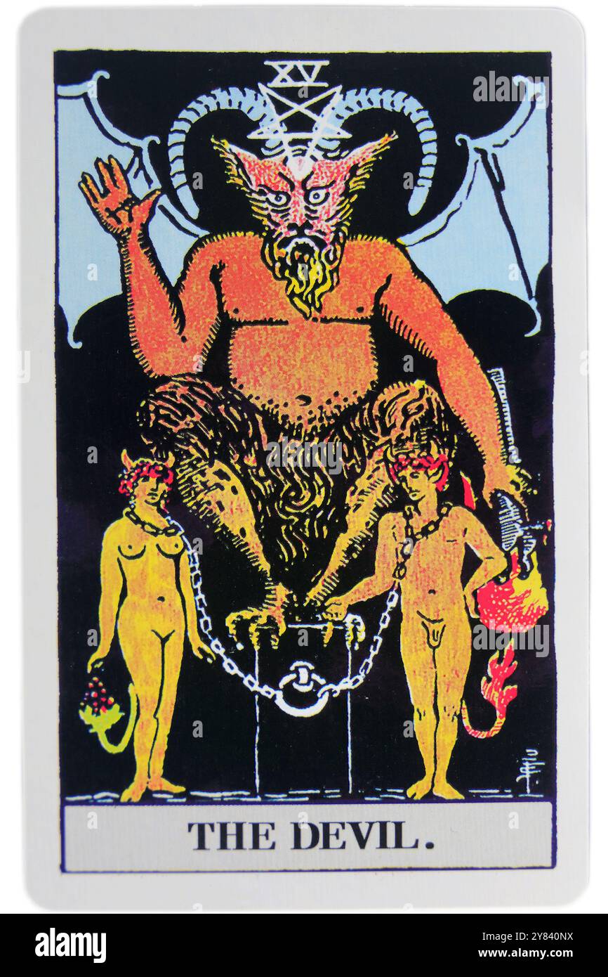 Tarotkarte - der Teufel - Studio eingerichtet. Stockfoto