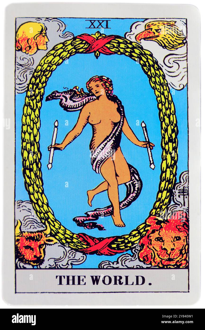 Tarot Card - die Welt - Studio eingerichtet. Stockfoto