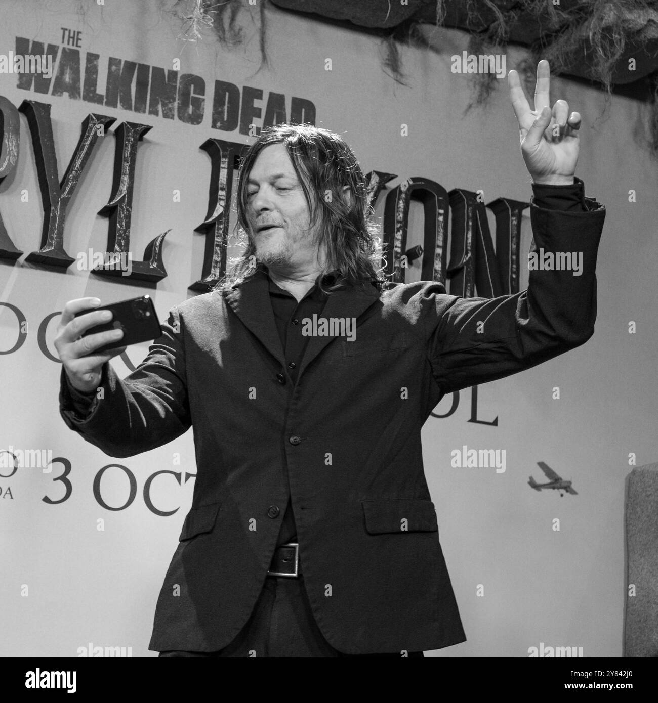 Norman Reedus nahm am 2. Oktober 2024 an der Premiere von The Walking Dead: Daryl Dixon auf der Plaza de Callao in Madrid Teil. Stockfoto