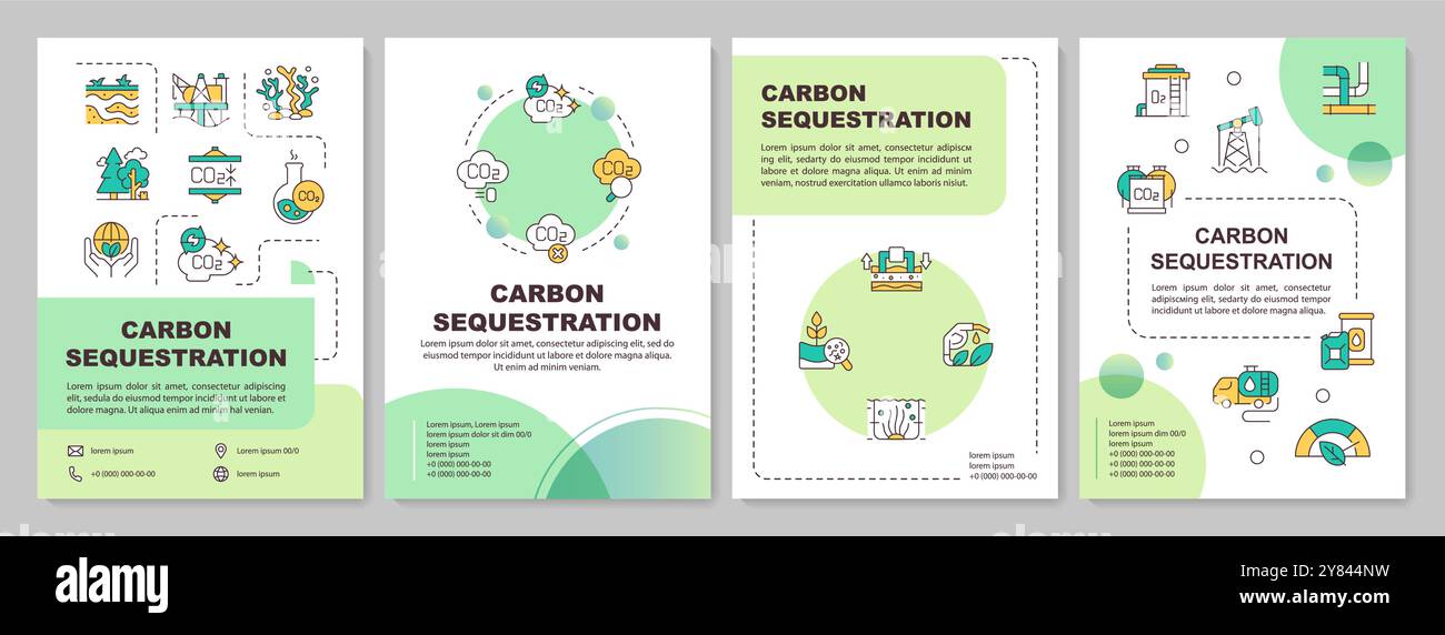 Vorlage für eine Broschüre mit grünem Kreis für die Methode der Kohlenstoffsequestrierung Stock Vektor