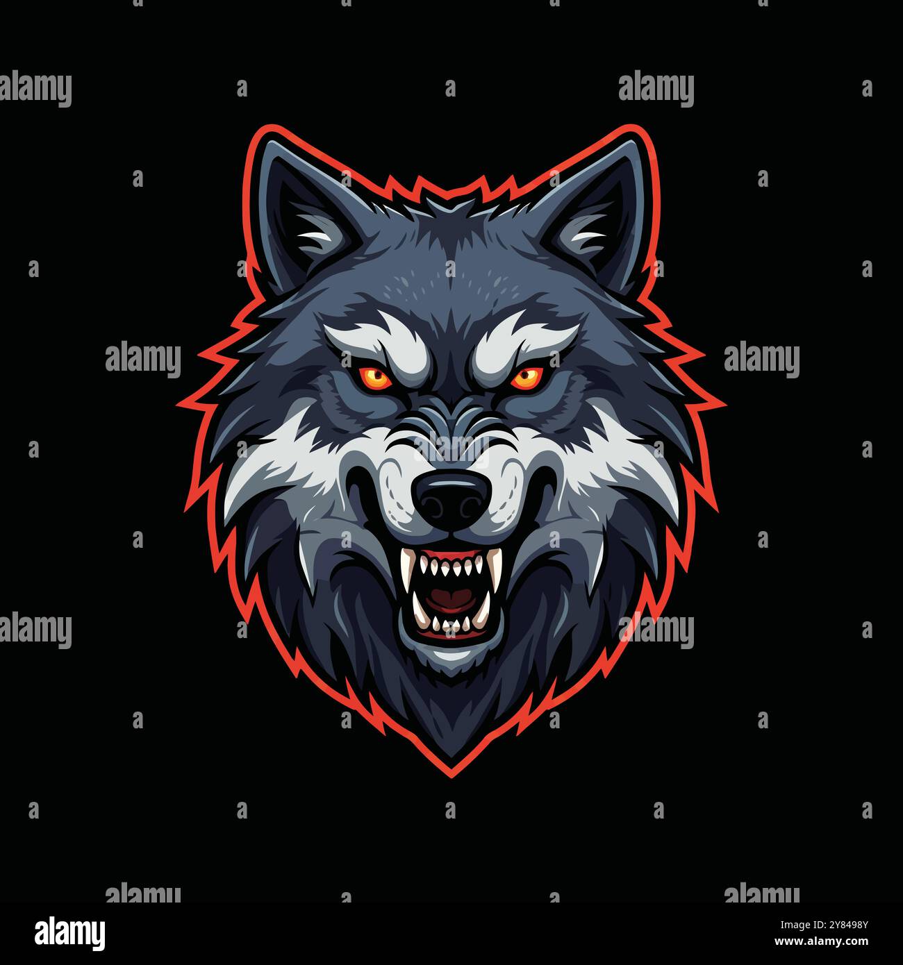 Eine Illustration im Esport-Stil mit einem wütenden Wolfskopf-Logo Stock Vektor