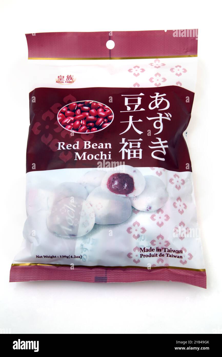 Royal Family Rote Bohnen Mochi Japanische Reiskuchen aus Mochigome und Azuki Rote Bohnen Paste hergestellt in Taiwan Stockfoto