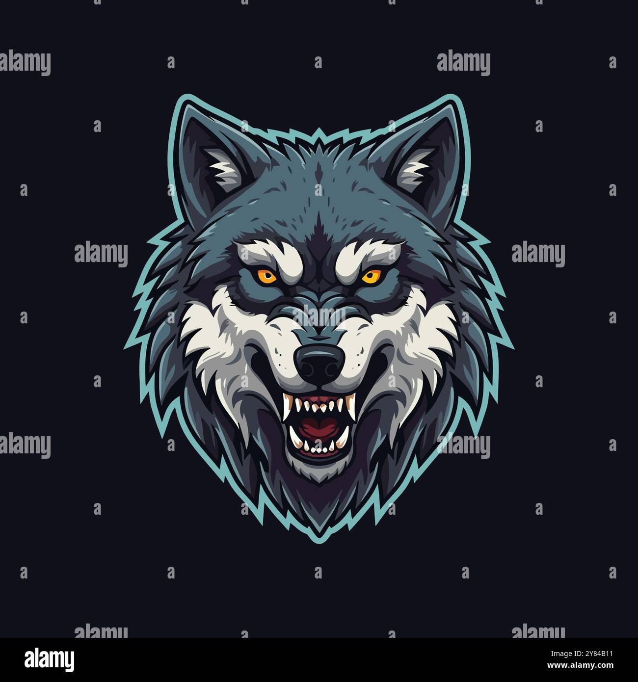 Eine Illustration im Esport-Stil mit einem wütenden Wolfskopf-Logo Stock Vektor