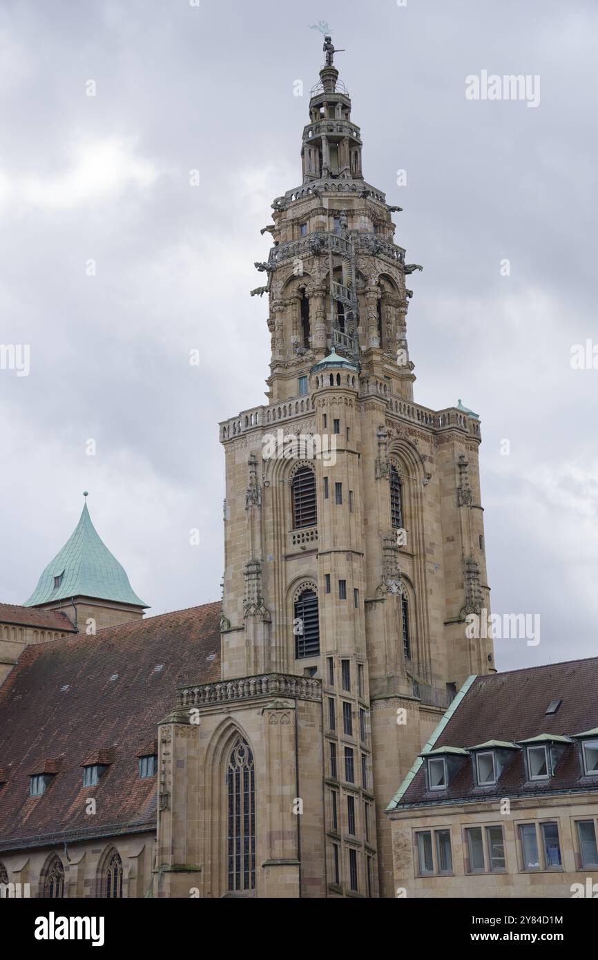 Turm der St. Kiliankirche, St. Kilian, Kirche, Heilbronn, Neckartal, Neckar, Heilbronn-Franken, Baden-Württemberg, Deutschland, Europa Stockfoto