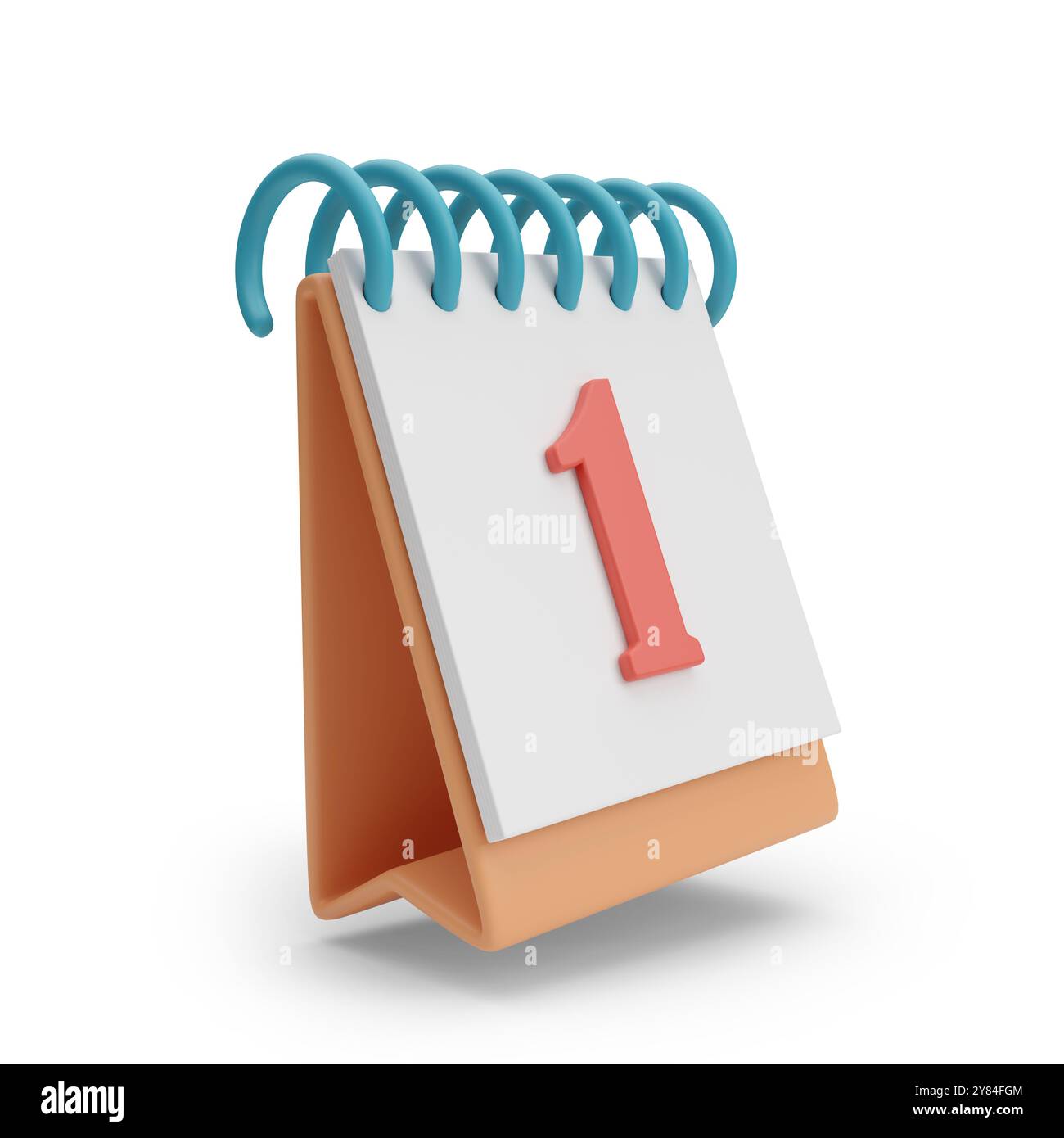 Kalender im Zeichentrickstil isoliert auf weißem Hintergrund. 3D-Abbildung. Stockfoto