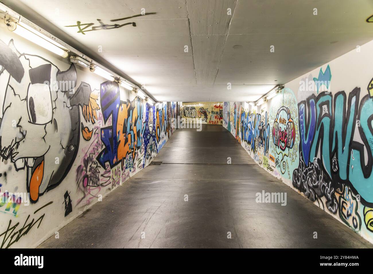 U-Bahn mit Graffiti bemalt, Leoben, Steiermark, Österreich, Europa Stockfoto