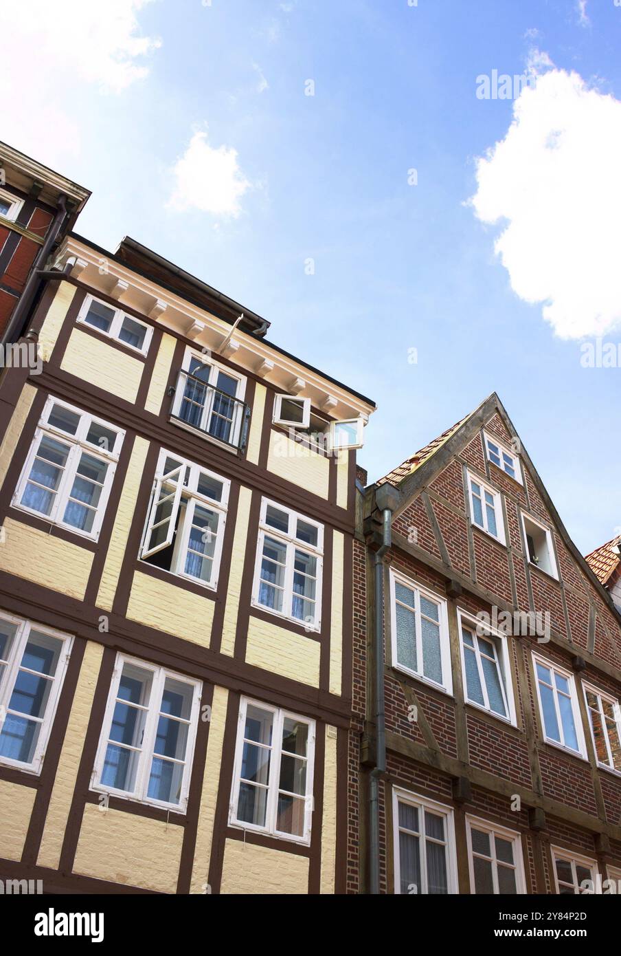 Die charmante Fachwerkstadt Stade in Norddeutschland bietet viele interessante Sehenswürdigkeiten. Stockfoto