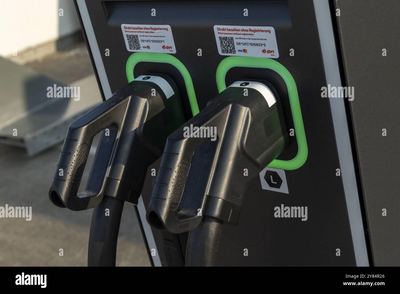 Mobilität, e-Charging Hamburg, Nahaufnahme, Ladestation, Ladestation für Elektrofahrzeuge, Hamburg, Deutschland, Europa Stockfoto