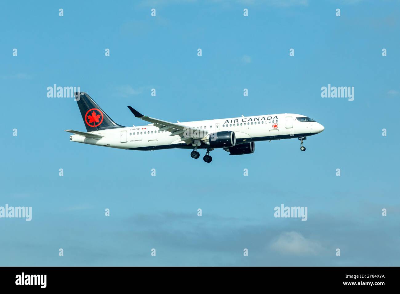 Elizabeth, New Jersey - 2. Oktober 2024: Ein Air Canada Airbus A220-300 landet am Newark Liberty International Airport (EWR) Stockfoto