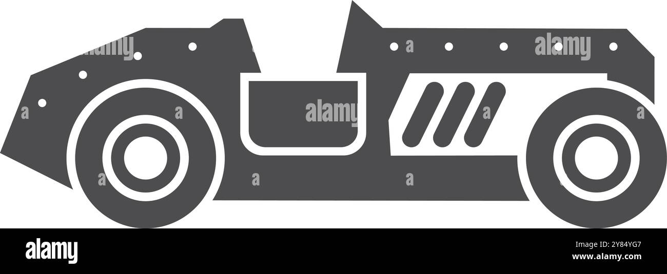 Symbol für Sportrennen. Schwarze Seitenansicht des Fahrzeugs Stock Vektor