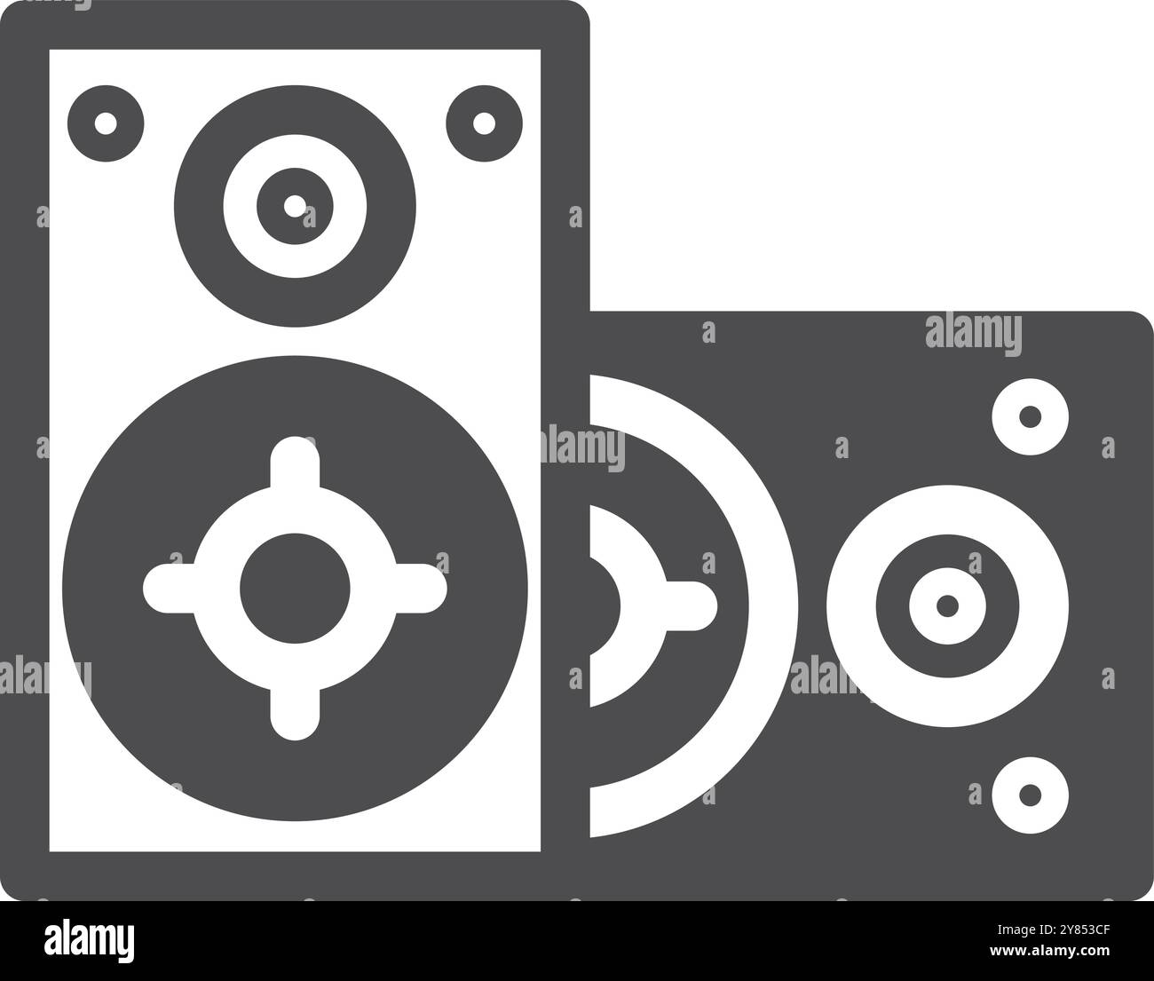 Schwarzes Symbol für Audiolautsprecher. Lautstärkeregelung Stock Vektor