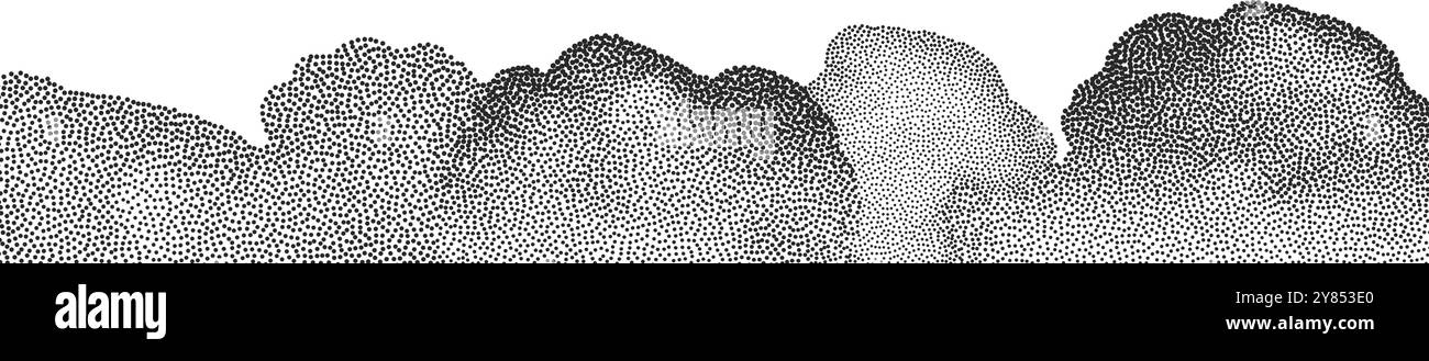 Ein abstrakter, körniger Hintergrund mit einem lauten Verlaufsmuster. Eine Welle schwarzer Punkte mit sandiger Textur. Stock Vektor