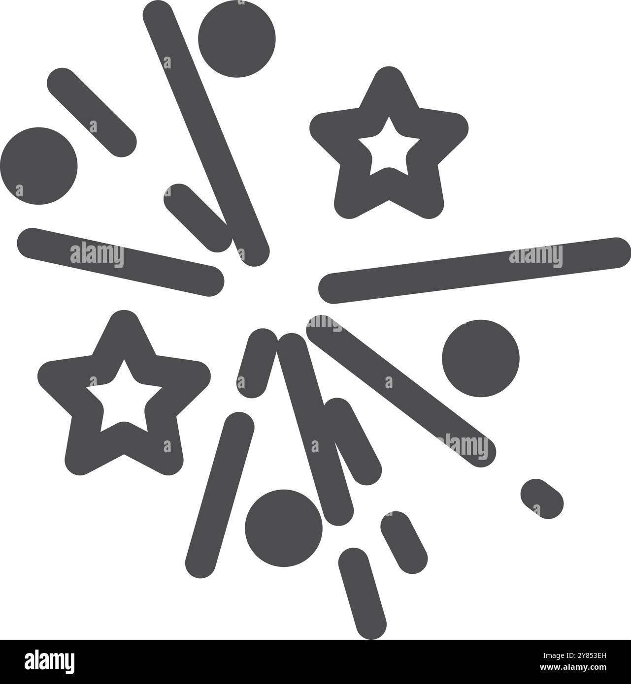 Weihnachtsfeuerwerk, schwarzes Symbol. Party-Licht funkelt Stock Vektor