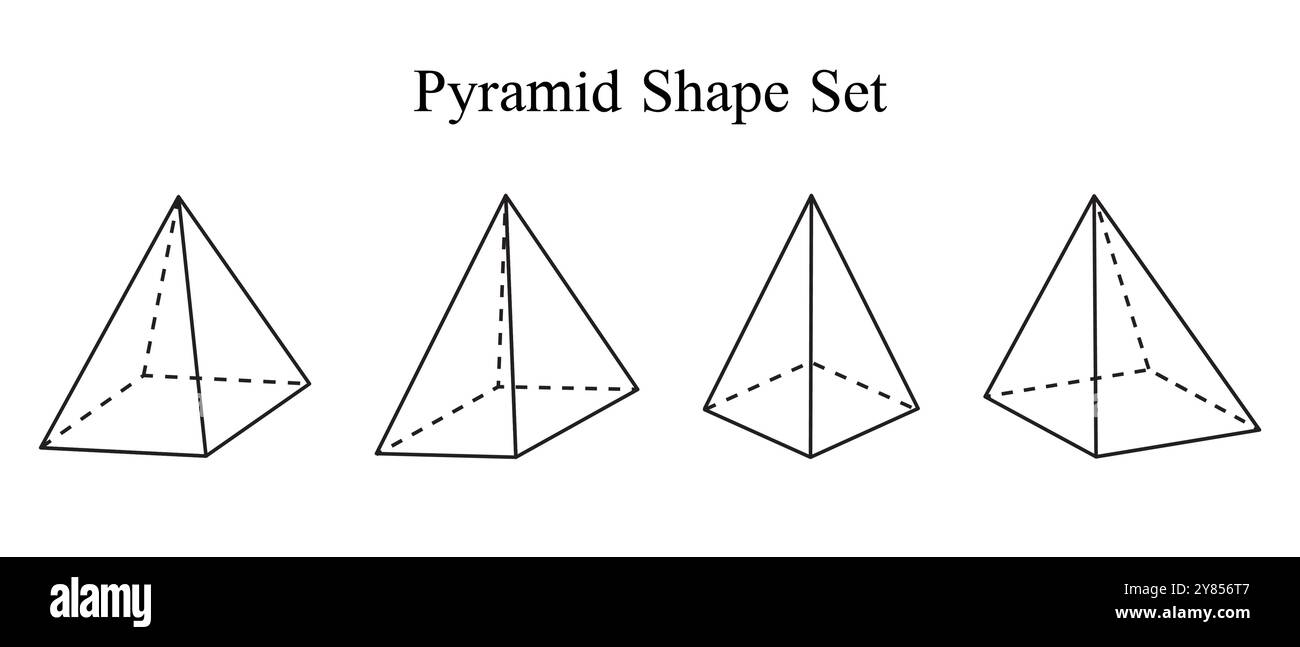 Pyramide geometrische Form Schwarz-weiß Set Stock Vektor