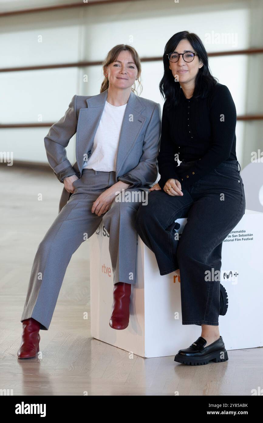 Donostia San Sebastian, Spanien. September 2024. Nagore Aranburu und Alauda Ruiz de Azúa nehmen am „Querer“-Fotocall während des 72. Internationalen Filmfestivals San Sebastian im Kursaal Palace in Donostia-San Sebastian Teil. (Foto: Nacho Lopez/SOPA Images/SIPA USA) Credit: SIPA USA/Alamy Live News Stockfoto