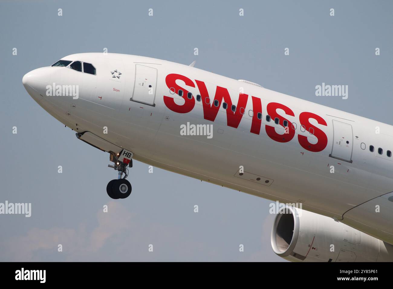 SCHWEIZER Flugzeug vom Flughafen Zürich Stockfoto