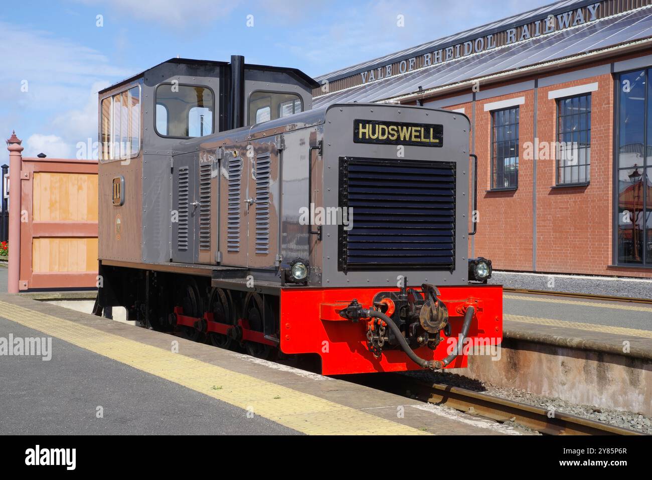 Vale of Rheidol, Diesel, Lokomotive, Nr. 11, Aberyswith, Station, Ceredigion, Wales, Vereinigtes Königreich. Stockfoto