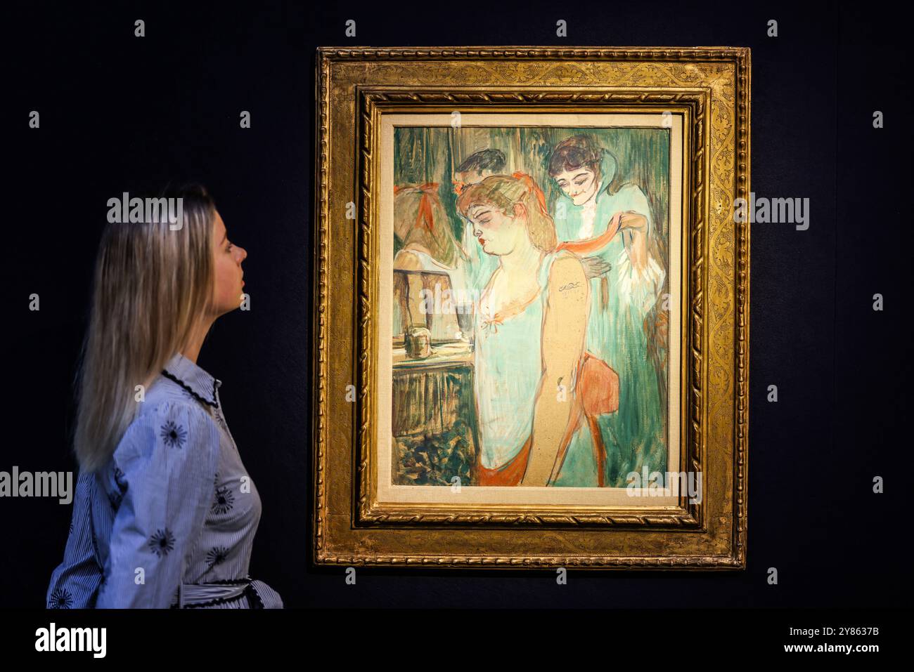 Christies London UK 03 Oct 2024 Henri de Toulouse-Lautrec La femme tatouée signiert mit dem Monogramm des Künstlers (unten rechts) Peinture à l’Essence an Bord gemalt in 1894 Est 2.500.000 £ – 3.500.000 Paul Quezada-Neiman/Alamy Live News Stockfoto