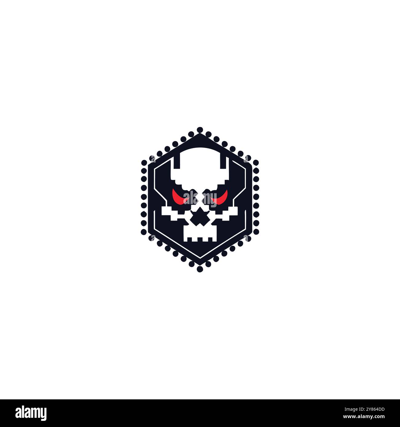 Skull-Logo. Einfache Formen und einzigartiges Erscheinungsbild mit minimalen Details. Dieses Logo wurde mit dem Konzept eines Schädelkopfes erstellt. Stock Vektor