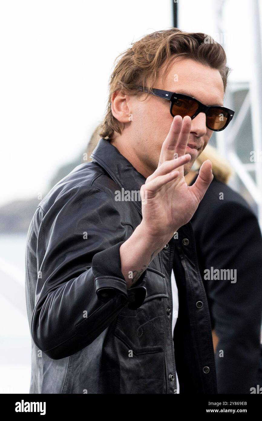 Jamie Campbell Bower nimmt am „Emmanuelle“ Photocall während des 72. San Sebastian International Film Festivals im Kursaal Palace Teil. Stockfoto