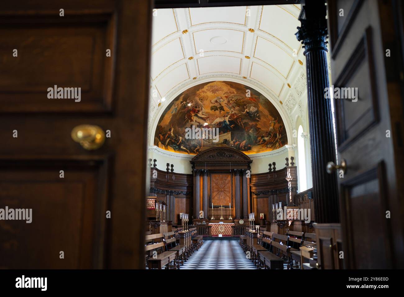 Die Wren Chapel im Royal Hospital Chelsea, entworfen von Sir Christopher Wren, erbaut zwischen 1681 und 1687. Stockfoto