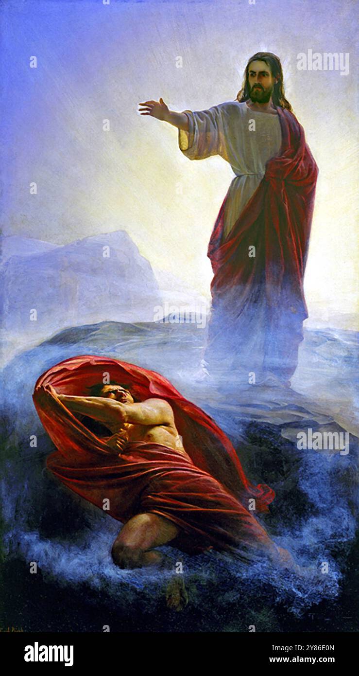 Satan Verleugnend Carl Bloch, 1850 – Jesus Verführte Carl Bloch Stockfoto