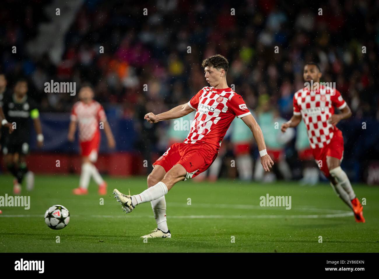 Girona, Spanien. Oktober 2024. Ladislav Krejci (Girona FC) wurde während eines Spiels der UEFA Champions League zwischen Girona FC und Feyenoord im Estadi Municipal de Montilivi gesehen. Endergebnis: Girona FC 2 - 3 Feyenoord Credit: SOPA Images Limited/Alamy Live News Stockfoto