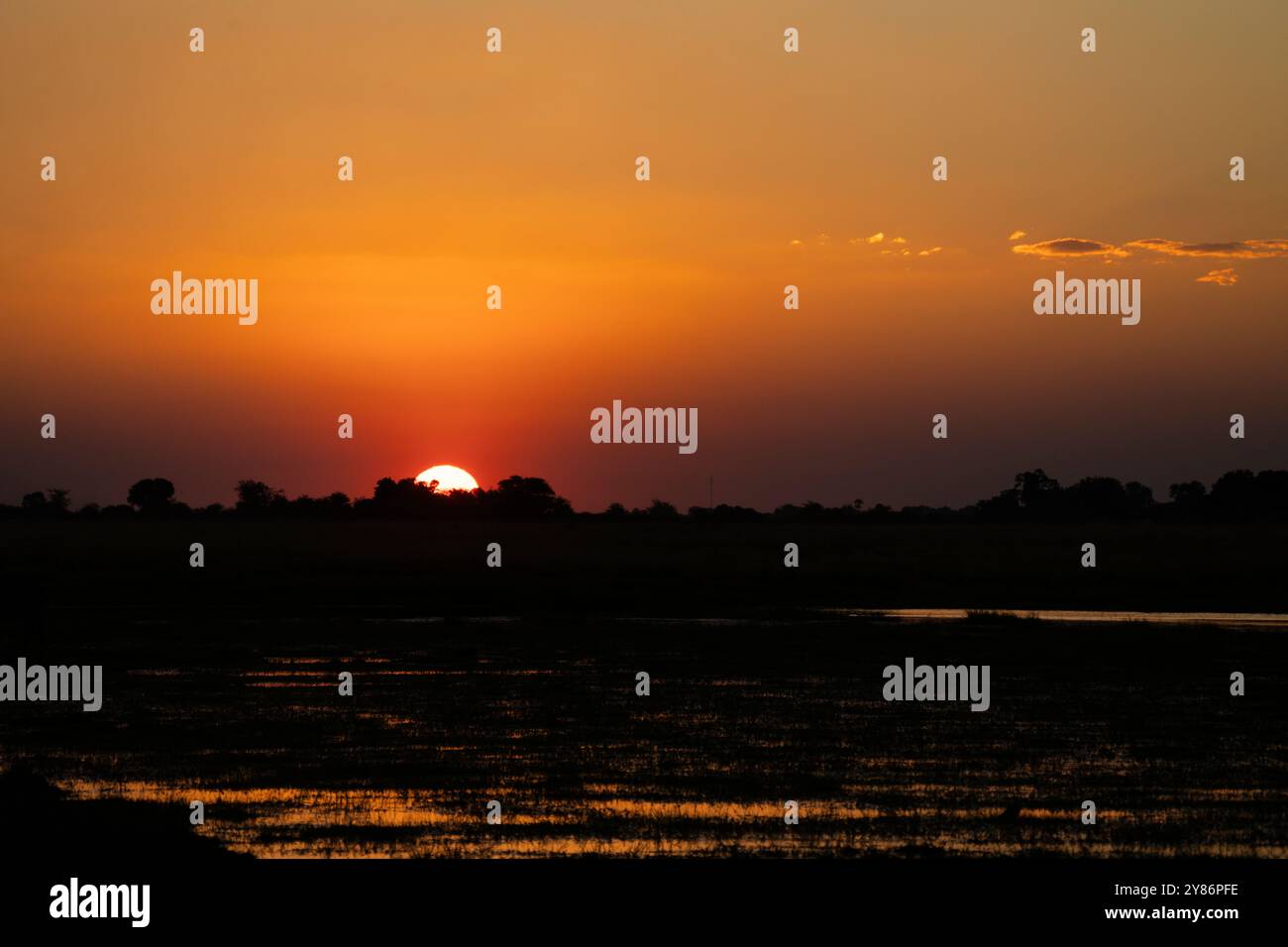 Sonnenuntergang im Kalahari Südafrika. Stockfoto