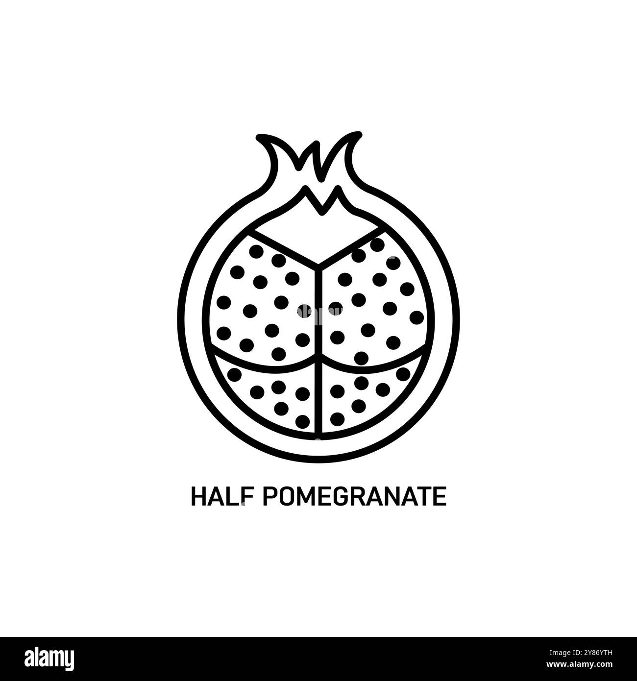 Granatapfelsymbol. Dünne Granatapfelfigur aus der Gemüse- und Obstkollektion. Konturvektor isoliert auf weißem Hintergrund. Bearbeitbarer Granatapfel Stock Vektor