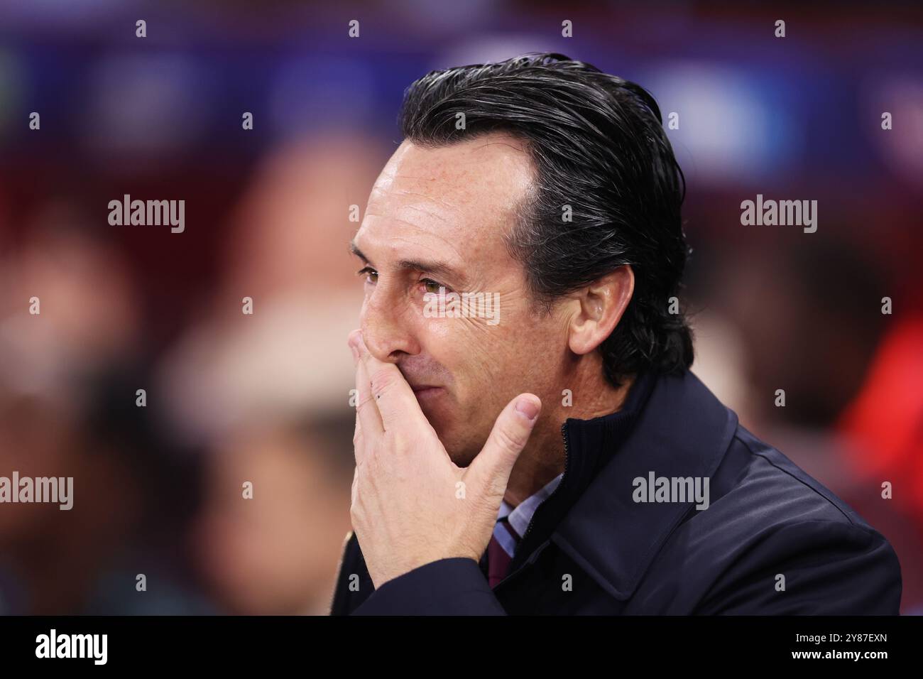 Birmingham, Großbritannien. Oktober 2024. Aston Villas-Cheftrainer Unai Emery während des UEFA Champions League-Spiels im Villa Park, Birmingham. Der Bildnachweis sollte lauten: Cameron Smith/Sportimage Credit: Sportimage Ltd/Alamy Live News Stockfoto