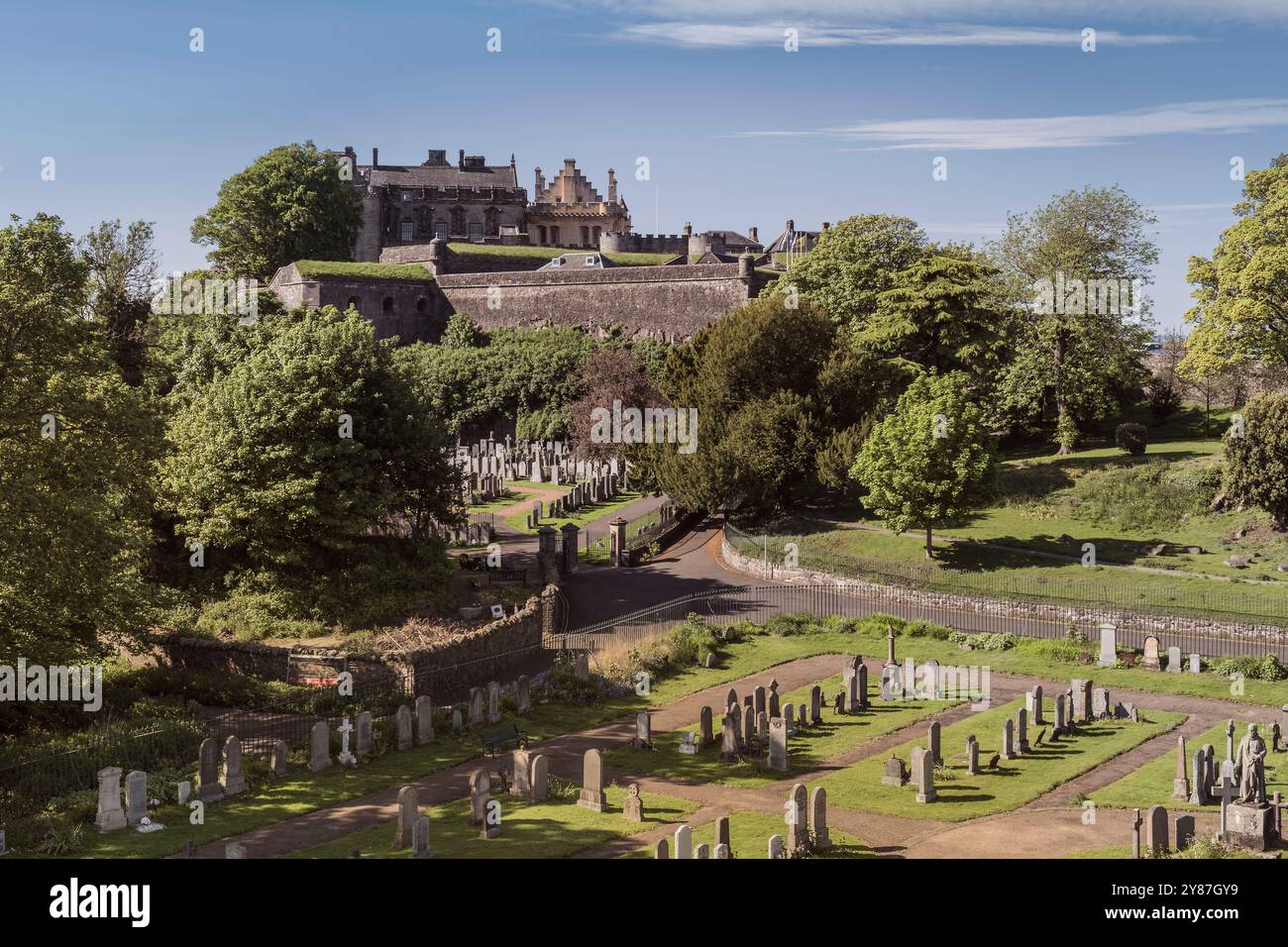 Blick auf den historischen Friedhof von stirling. Stockfoto