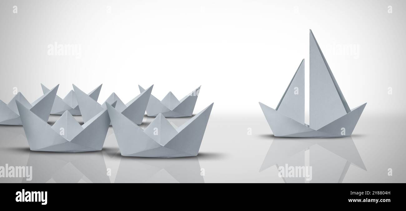 Business Innovation Success und Corporate Development Concept als Erfolgsstrategie oder Motivationsmetapher für die Entwicklung neuer Technologien, die für Erfolg sorgen Stockfoto