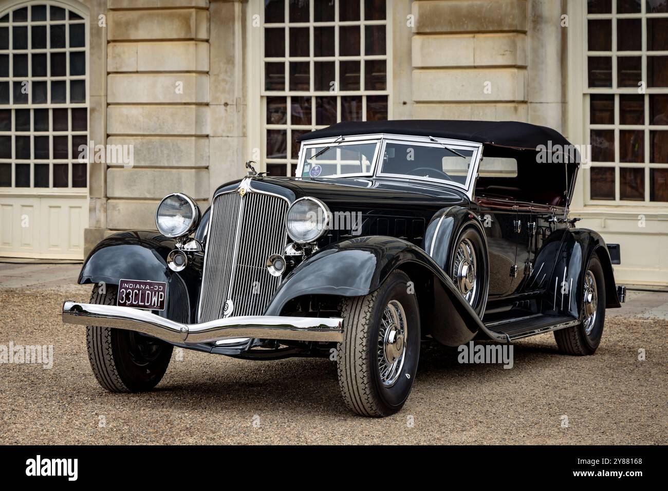1933 Chrysler CL Custom Imperial Dual Windschutzscheibe Phaeton. Concours of Elegance 2024, Hampton Court Palace, London, Großbritannien Stockfoto