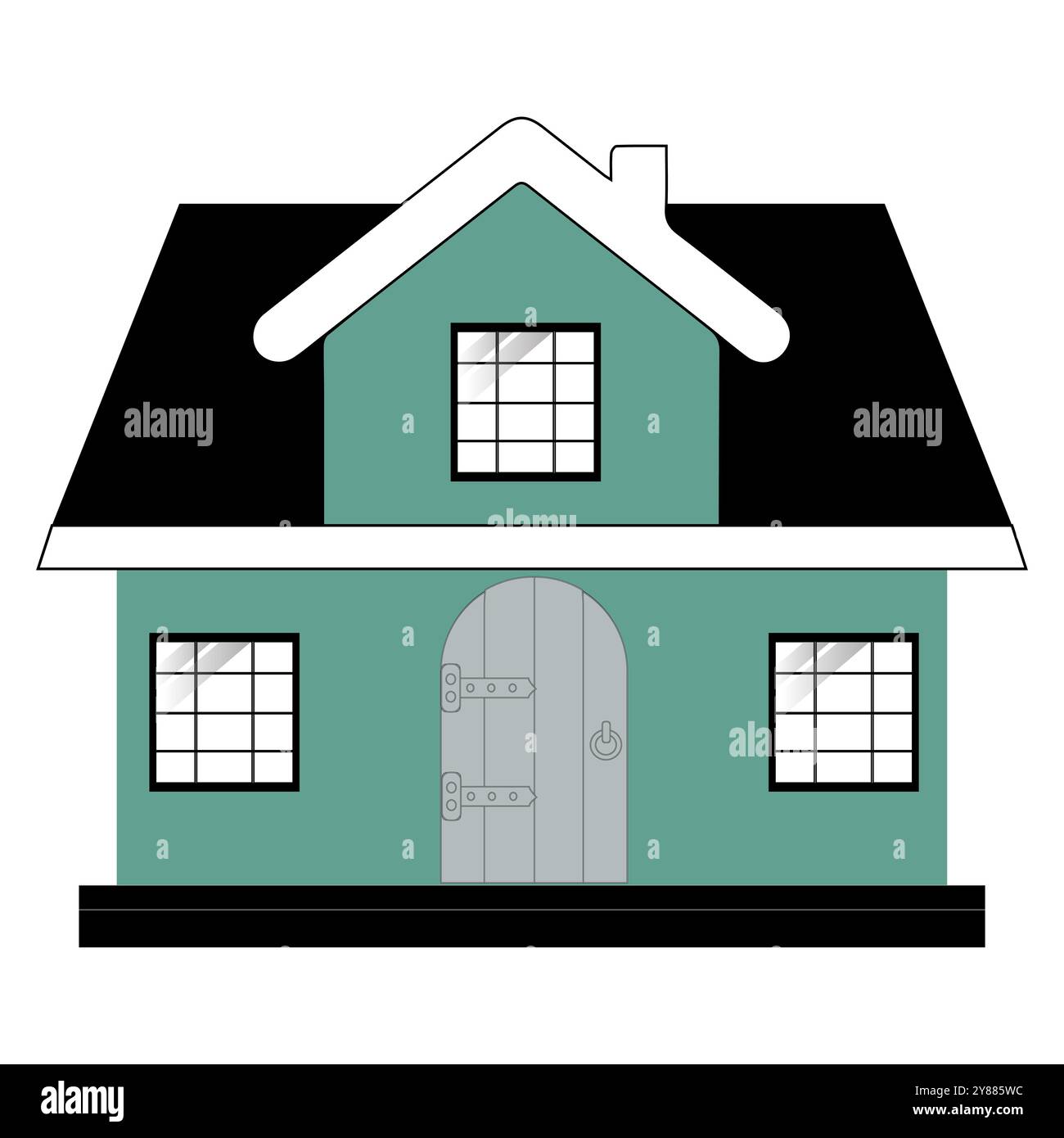 Minimalistisches zweistöckiges Haus Vektor, elegante Cottage Style Home Illustration, Vector Flat Icon vorstadtamerikanisches Haus, Wohnhaus Cottage Schild Stock Vektor