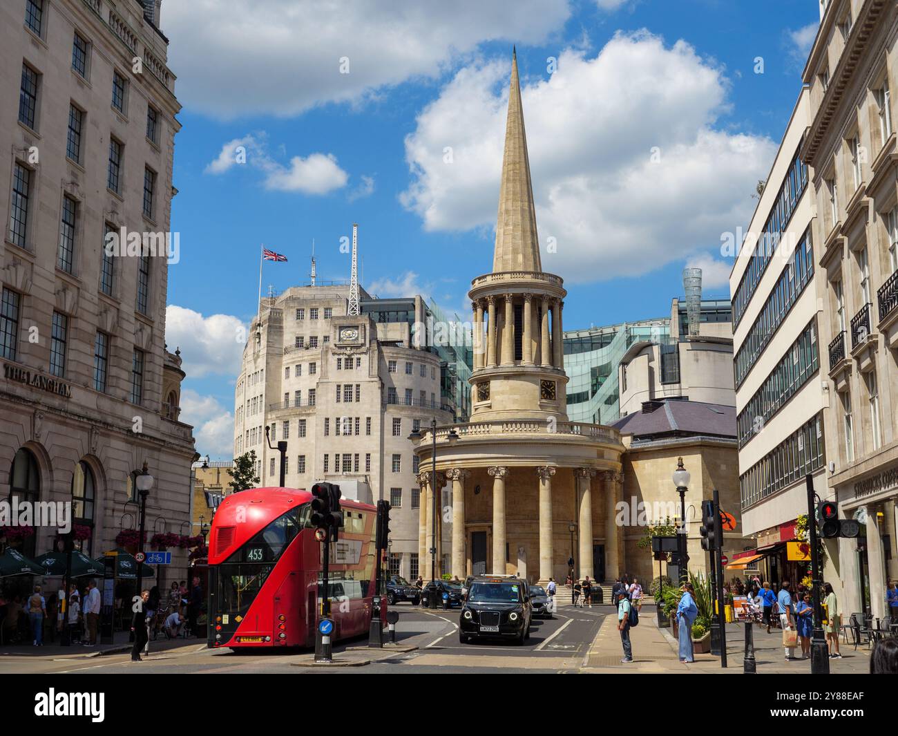 Die Kirche All Souls Langham Place wurde von John Nash, London, Großbritannien, entworfen Stockfoto