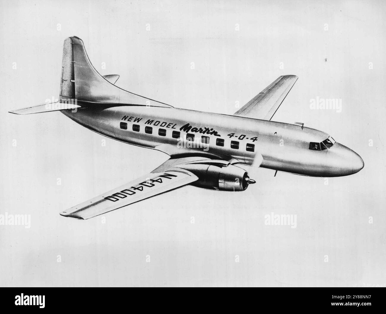 Veröffentlichung zu Tuesday AM's, 7. März 1950 -- New York, 7. März -- die ersten Aufträge für ein neues zweimotoriges Flugzeug in mehr als drei Jahren wurden hier heute von Captain E. V. Rickenbacker, President und General Manager von Eastern Air Lines, und Ralph S. Damon, President der Trans World Airline, bekannt gegeben, dass Bestellungen bei der Glenn L. Martin Company aufgegeben wurden, für insgesamt 65 neue Modell Martin 4-0-4 wie das oben. Die beiden Transaktionen -- 35 Flugzeuge für Eastern Air Liens und dreißig für Trans World Airlines -- betreffen ungefähr $35.000.000, so Stockfoto