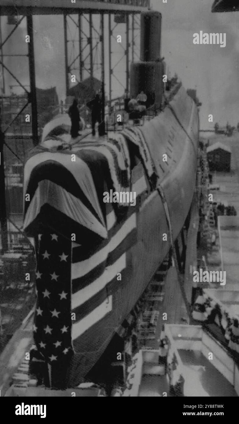 "Seawolf" US-Atom-U-Boot in Groton, Connecticut. Juli 1955. Stockfoto