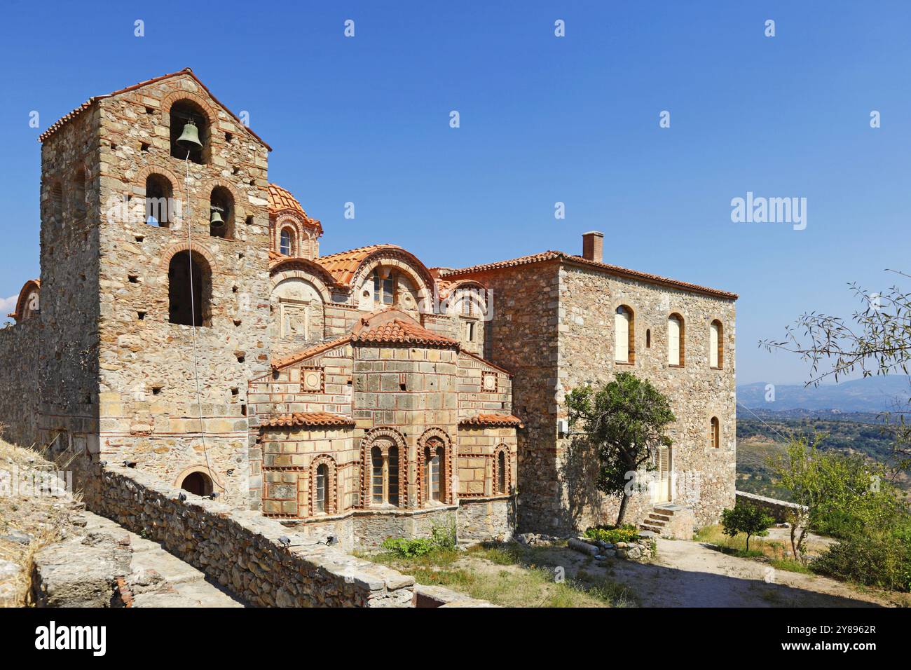 Die Kirche St. Dimitrios (Metropolis) in Mystras, Griechenland, Europa Stockfoto
