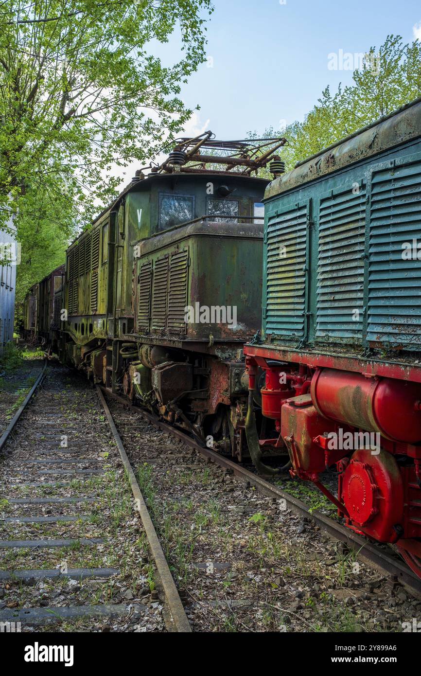 Alte historische Eisenbahnfahrzeuge in Deutschland Stockfoto