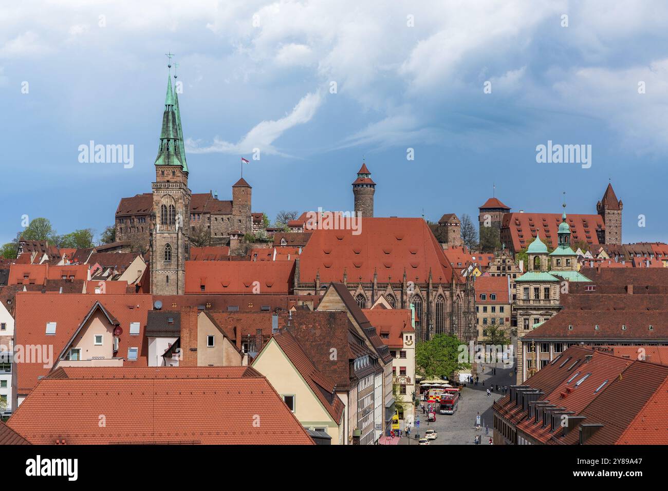 Panoramablick auf Nürnbergs Altstadt und das Kaiserschloss, Deutschland, Europa Stockfoto