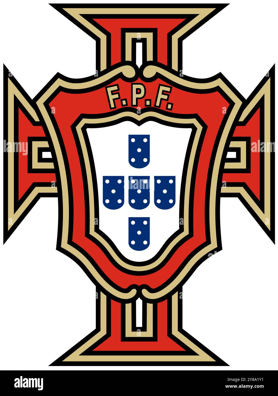 Logo des portugiesischen Fußballverbands und der Fußballnationalmannschaft Stockfoto